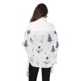 thumbnail image 4 of FORMRS Womens Scarf Winter Soft Long Big Warm Shawls Wrap Tassel Scarves, Blue Cartoon Snowmen, 4 of 9