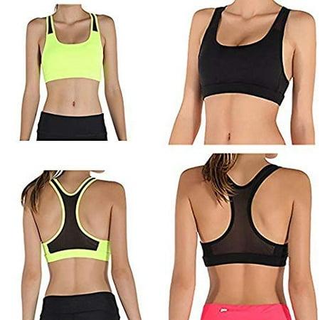 Women Full-Cup Padded Sports Bra with Removable Chest Pad for High Impact Exercise Yoga, Size L,