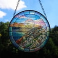 thumbnail image 2 of Santorini Cliff Houses Stained Glass Suncatcher Window Hanging – Holiday Window Hanging Gift with Custom Text for Family, Friends, Man & Woman, Christmas 2025 Tree Keepsake, 2 of 5