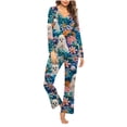 thumbnail image 2 of SwiftWear Cute Ghost Halloween Pajamas Set for Women Long Sleeve V-Neck Comfy Pjs 2 PCs Lounge Set Soft Sleepwear Homewear 3XL, 2 of 5