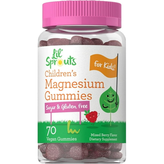 Children's Magnesium Gummies | 70 Count | Mixed Berry Flavor | Sugar Free | by Lil' Sprouts