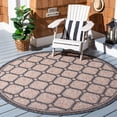 thumbnail image 2 of SAFAVIEH Courtyard Fisher Geometric Quatrefoil Indoor/Outdoor Area Rug, 6'7" x 6'7" Round, Natural/Black, 2 of 12