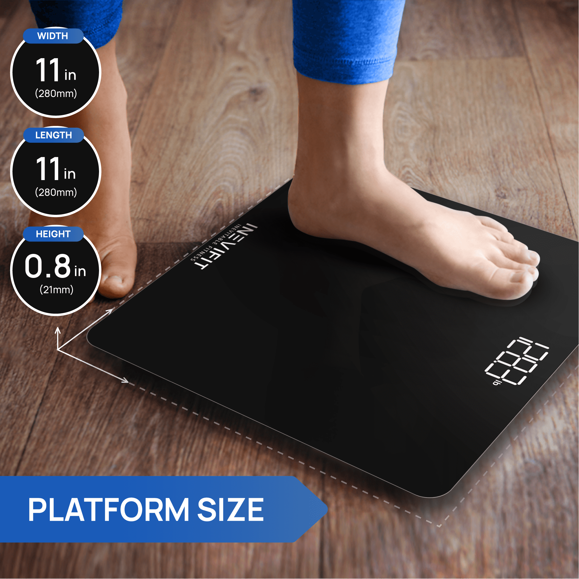 INEVIFIT Bathroom Scale, Highly Accurate Digital Bathroom Body Scale. With 5-Year Warranty - Black