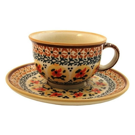 Euroquest Imports Polish Pottery 8 oz. Coffee Cup and Saucer