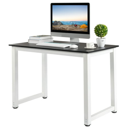 Ktaxon 43” Wood  Computer Desk with Metal Leg Writing Study Table Home Office,Black Finish