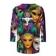 thumbnail image 4 of Xuyuer 2025 Womens 3/4 Sleeve Tops Mardi Gras and Christmas Costumes Fashion Round Neck Blouse, 4 of 6