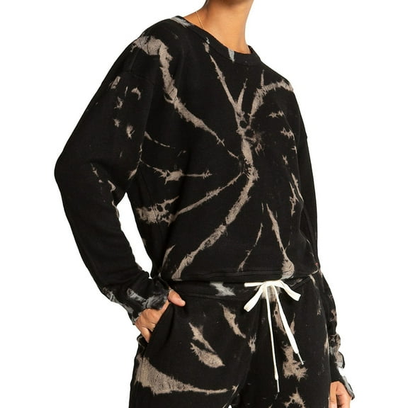 n:philanthropy Womens Kojak Tie-Dye Sweatshirt, Black, X-Small