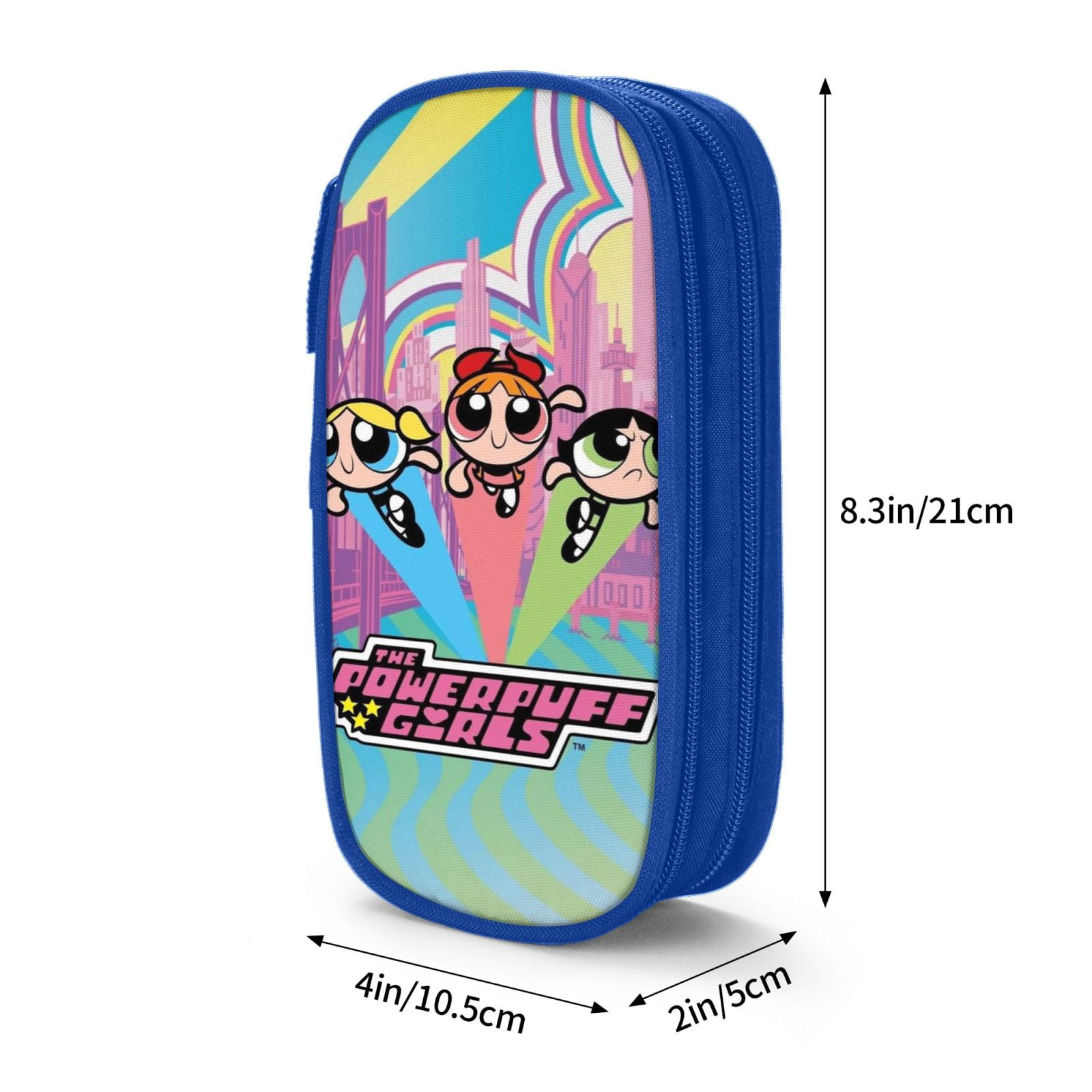 The Powerpuff Gi-rls Pencil Case Large Capacity Pencil Pouch Penbag Office Stationery Organizer Travel Makeup Bag Blue