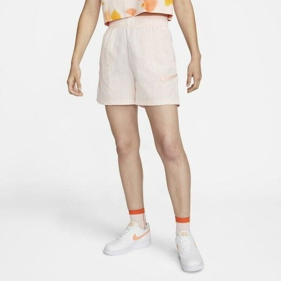 Nike Swoosh High Waist Woven Shorts Pink Loose Fit XS Extra Small