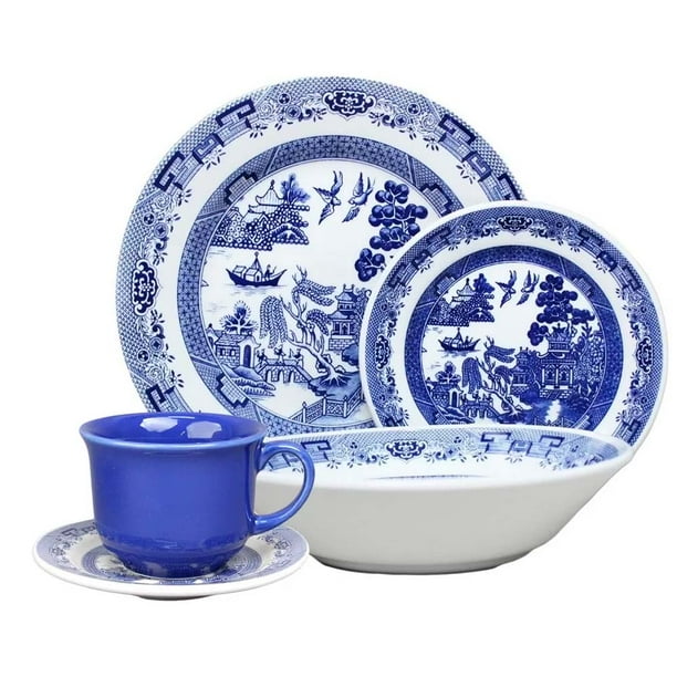 Vajilla 20 Piezas Cerámica Decorado Blue Willow 4 personas Vencort ABM8-7426