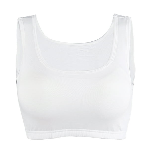 Allegra K Women's Basic Padded Yoga Half Camisole Tank Top Cami Bra White L  Fit 34A/B/C 