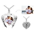 thumbnail image 3 of MANNYA Heart Sublimation Blanks Angel Wing Love Heart Necklaces Custom Lockable Photo Blank MDF Printable Pendant for Women, 3 of 9