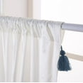 thumbnail image 2 of DriftAway Boho Velvet Handmade Tassel Curtain Room Darkening Thermal Insulated Window Curtain Rod Pocket 2 Panels 84"L x 50"W Ivory Peacock Blue, 2 of 6
