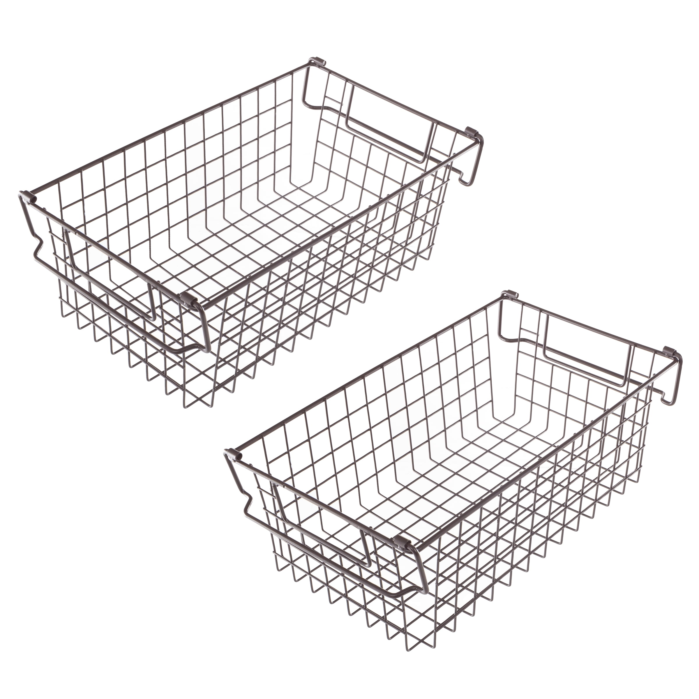 Set of 2 Storage Bins - Basket Set for Toy, Kitchen, Closet, and Bathroom Storage - Medium Shelf Organizers with Handles by Home-Complete (Brown)