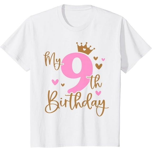 My 9th Birthday Girl 9 Years Old Bday Party Matching T-Shirt