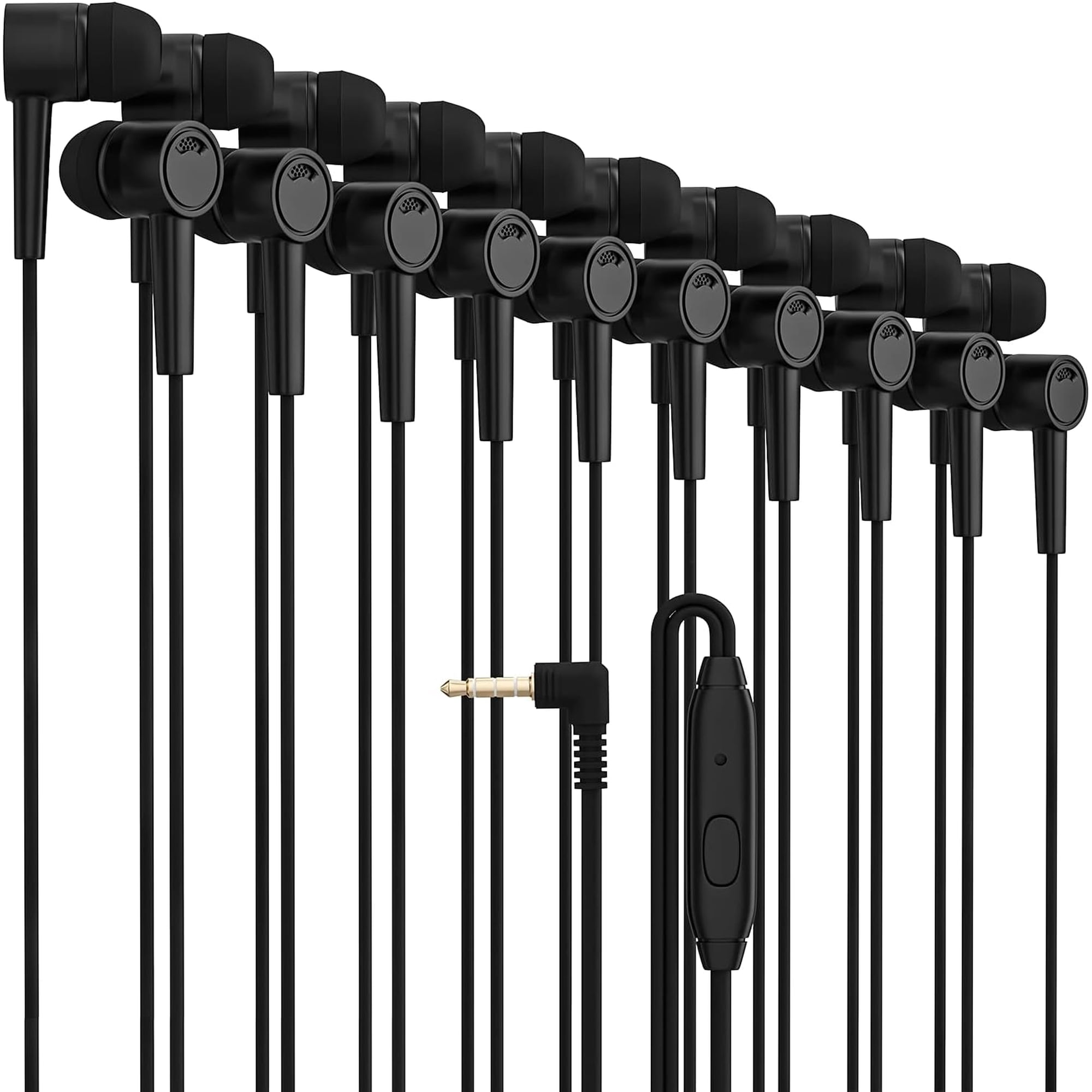 Wired Earbuds 10 Pack Headphones with Microphone, in-Ear Earphones with Stereo Bass Noise Isolation Compatible with iPhone, Android Devices, iPad, MP3, Fits 3.5mm (Black)