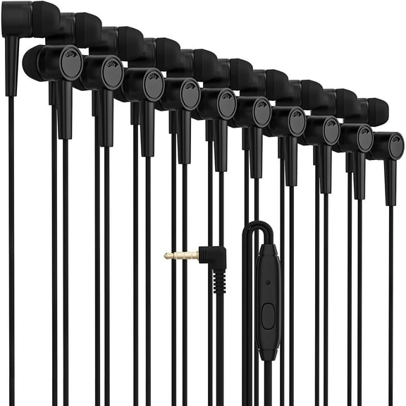 Wired Earbuds 10 Pack Headphones with Microphone, in-Ear Earphones with Stereo Bass Noise Isolation Compatible with iPhone, Android Devices, iPad, MP3, Fits 3.5mm (Black)