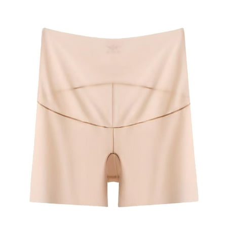 Audhol Underwear for Women Maternity Trousers Large Size Ice Silk Summer Thin Models High Waisted Belly Support Anti Glare Lady Seamless Ice Silk Panties Breathable Beige 2XL