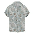 thumbnail image 1 of Blusa y camisa de manga corta con cuello vuelto para hombre, camisa informal de moda con estampado de hojas y solapa de manga corta, blusa para hombre, 1 of 4