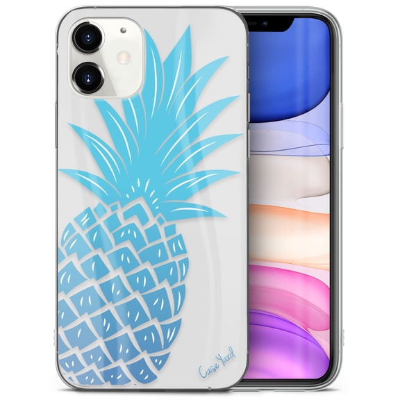 Case Yard iPhone-12-Mini Case Clear Soft & Flexible TPU Ultra Low Profile Slim Fit Thin Shockproof Transparent Bumper Protective Cover Drop Protective Cell Phone Cases (Blue Pineapple)