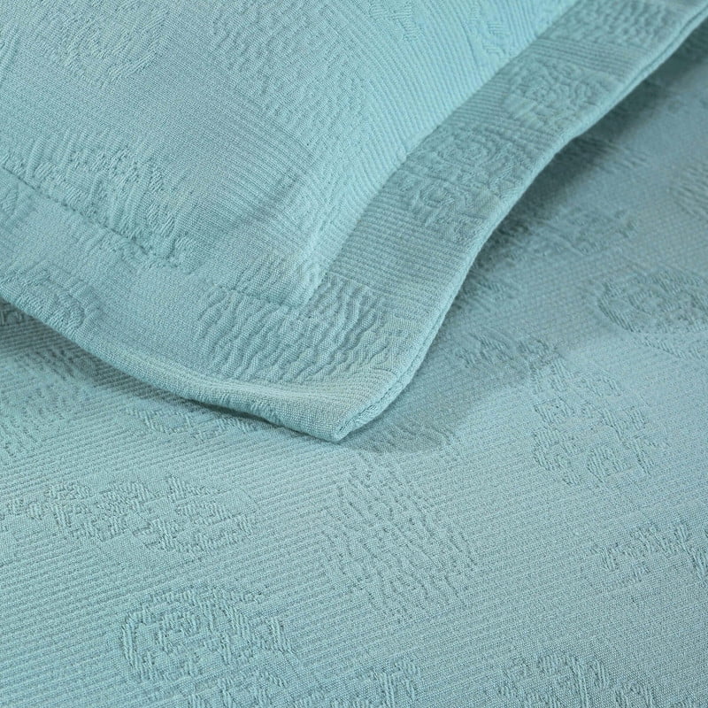 Supeior Paisley Cotton Decorative 3-Piece Bedspread Set, All Season Breathable Bedspreads, Queen, Aqua