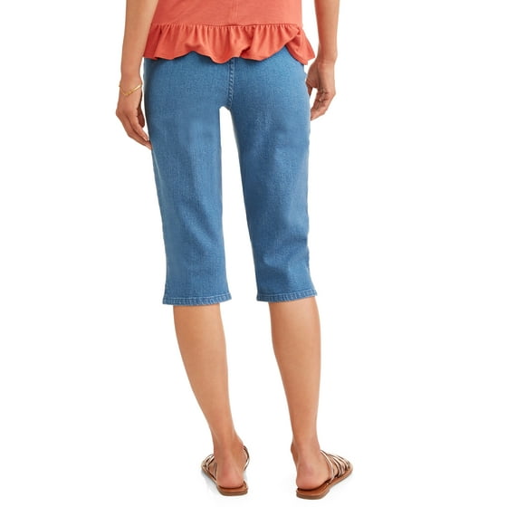 women's pull on stretch capris