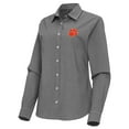 thumbnail image 2 of Women's Antigua Black Clemson Tigers Porter Woven Tri-Blend Long Sleeve Button-Up Shirt, 2 of 3
