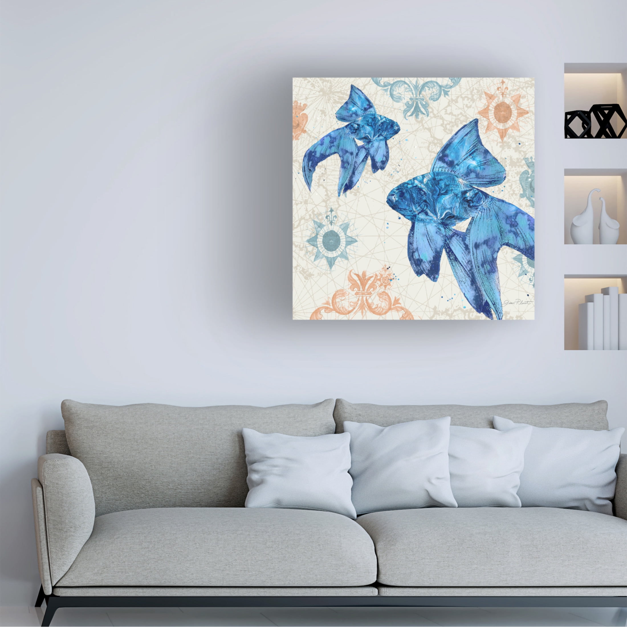 Canvas Wall Art - Jean Plout 'Coastal Collection A' Wall Art for Living Room, Bedroom, or Office Décor by Trademark Fine Art - 18 x 18 Inches