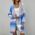 thumbnail image 4 of UYISJ Cardigan Sweaters for Women Lightweight Color Block Striped Fall Tops Long Sleeve Open Front Cozy Knitted Coat Outerwear Blue XXL, 4 of 9