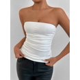 thumbnail image 5 of Women'S Tube Tops Strapless Going Out Crop Tank Top Ruched Bandeau Outfits Sleeveless Y2K Shirts White XS, 5 of 9