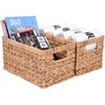 thumbnail image 1 of ICHUDAN Water Hyacinth Storage Baskets, Rectangular Wicker Baskets with Built-in Handles, Medium, 13 x 8.4 x 7.1 , 2-Pack, 1 of 9