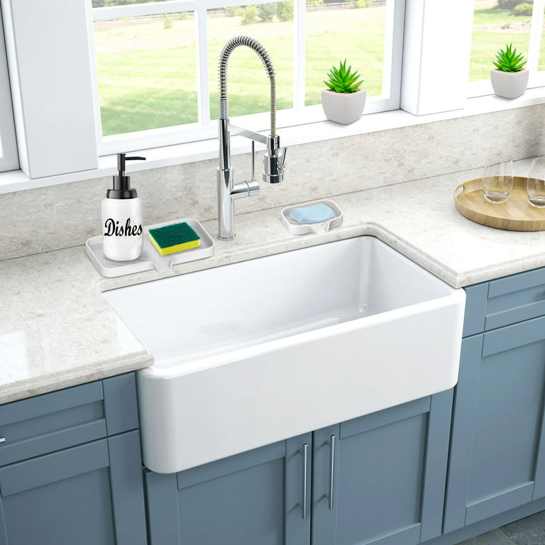 EGWON Kitchen Soap Tray,Sink Tray Silicone Soap Dish Sponge Holder for Kitchen  Sink Organizer 