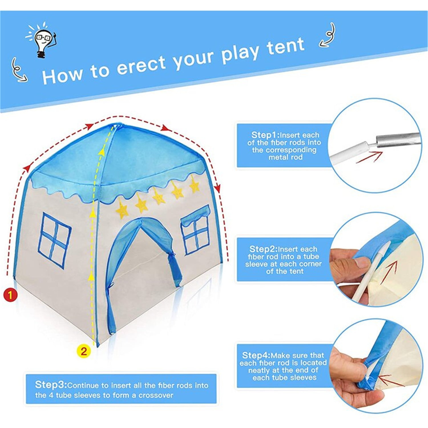 CIPACHO 51" Kids Play Tents for Girls Large Fairy Playhouse for Kids Princess Castle Tent Gift Toys for Girl Toddler Children Play House, Blue CIPACHO 51" Kids Play Tents for Girls Large Fairy Playhouse for Kids Princess Castle Tent Gift Toys for Girl Toddler Children Play House, Blue
