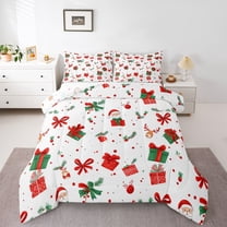 Homewish Merry Christmas Queen Comforter Set,Cute Xmas Gifts Bedding Sets,Santa Claus Xmas Reindeer Bedding Comforter Set For Girls Boys,Luxury Bedroom Decor Reversible,3 Pieces