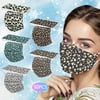 50 Pack Protective Face Cover Mask with Fashionable Gradient Leopard Pattern Disposable Mask for Women Industrial Wrap 3-Layer Fabric Built-in Metal Nose Strip