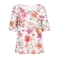 thumbnail image 4 of Tmtolofot Women's Shirts crew Neck Flowers Printed Knit Button Up Tunic Tops Blouse, 4 of 4