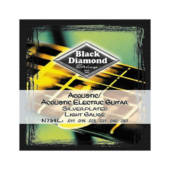 Black Diamond Light Gauge Silver-Plated Acoustic-Electric Guitar Strings