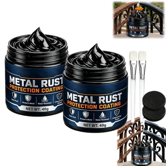 Metal Rust Protection Black Repair Paste, 1.4 fl oz - 3-in-1 Anti-Rust Coating for Vehicles, Fences, Tools, Railings, Storage Tanks & Furniture, Matt Black Finish