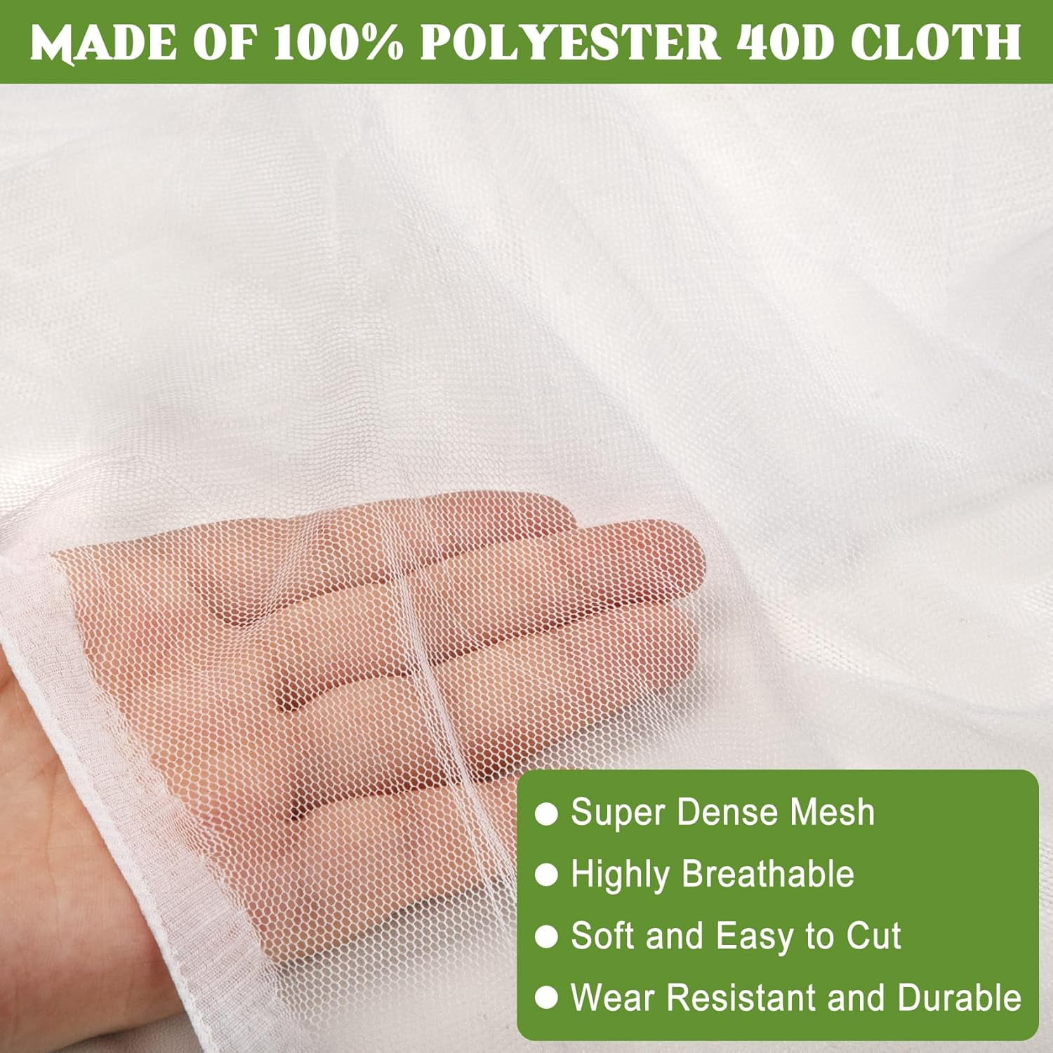 39 x 10 Ft Breathable Garden Mesh Netting, Multipurpose Insect and Bird Barrier Net, Outdoor Mosquito Protection Cover for Patio, Vegetables, Fruits and Garden Plants
