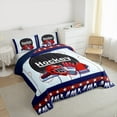 thumbnail image 3 of Homewish Hockey Helmet Bedding Comforter Set,Ball Sport Game Twin Comforter Sets,Blue Red Bedding Set For Boys Kids,Super Cozy Room Decor Reversible,2 Pieces, 3 of 8