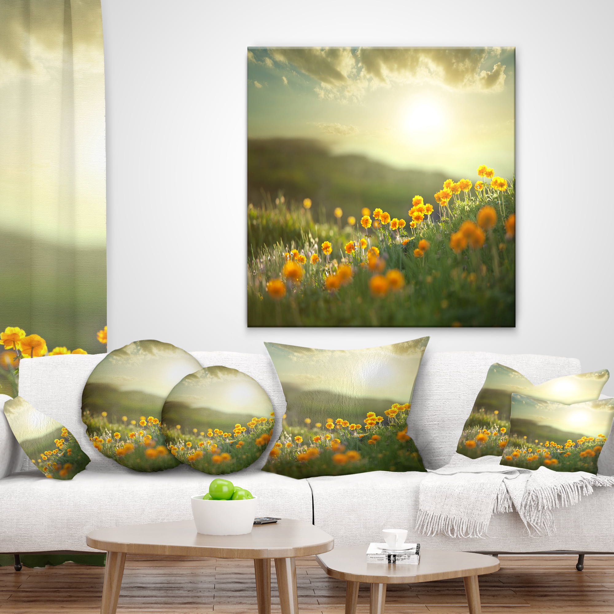 Designart 12" x 20" Yellow Polyester Throw Pillow