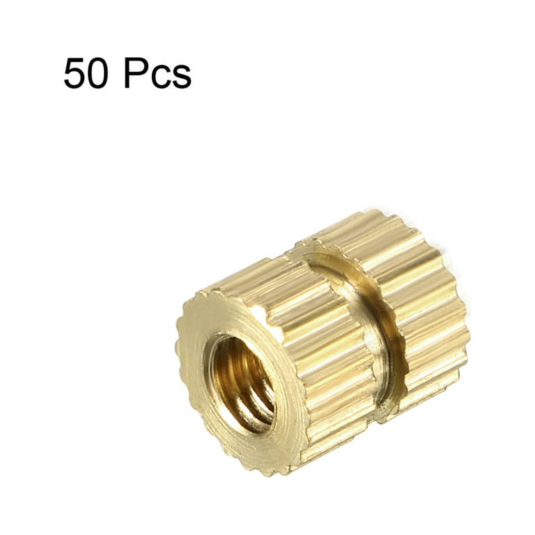 M3 x 6mm(L) x 5mm(OD) Brass Knurled Threaded Insert Embedment Nuts 50 Pcs 