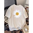 thumbnail image 1 of Men'S Daisy Print Oversized T-Shirt - Cotton, Crew Neck, Short Sleeve, Loose Fit, High-Quality Casual Streetwear for Spring & Summer, Daisy Tshir, 1 of 8