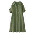 thumbnail image 6 of VBVC Women's Cotton Linen Collared Shirt Dress , Summer Casual Short Sleeve Dress For Women , Ladies' Loose Fit Button Down Dress with Pockets,Army Green,S-2XL, 6 of 7