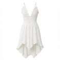 thumbnail image 5 of Women's Sleeveless Dresses White Midi Plus Size Solid Color Round Neck Spring Summer Dress, 5 of 5