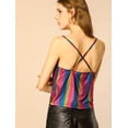 thumbnail image 3 of Top Allegra K Camisola Cuello Redondo Escote Metálico brillante Correa de Espagueti Blusa Sin Mangas Mujer Multicolor S, 3 of 6