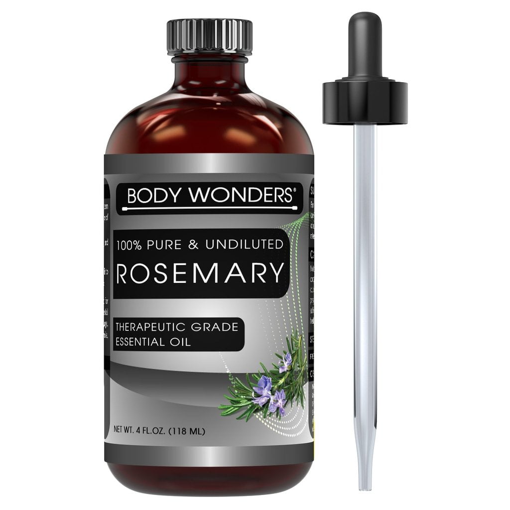 Body Wonders 100% Pure Rosemary Essential Oil - 4 fl oz, Therapeutic Grade Oil - Ideal for Aromatherapy