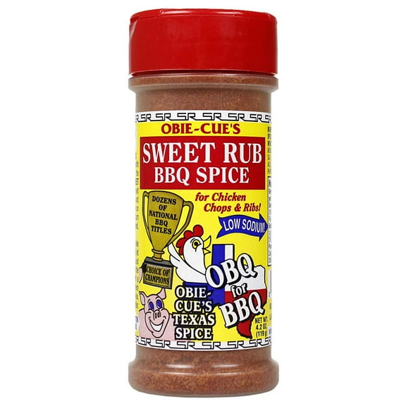 Obie Cue's Sweet Rub BBQ Spice Poultry Pork Ribs Low Sodium Gluten Free 4.2 Oz