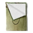 thumbnail image 2 of Tree Soft Flannel Fleece Throw Blanket, Absurt Illustration of Wooden Crescent Hanging on a Tree Branch, Cozy Plush for Indoor and Outdoor Use, 60" x 80", Green Green Brown, by Ambesonne, 2 of 5