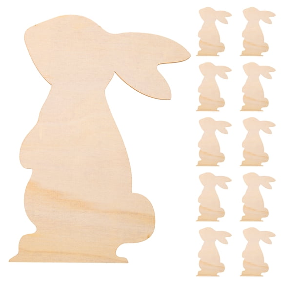 Frcolor 10pcs Easter Blank Bunny Wooden Chips Easter Bunny Wood Cutouts Wooden Slices